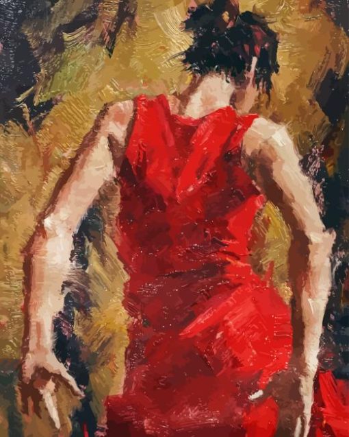 Spanish Lady With Red Dress Dancing Paint By Number