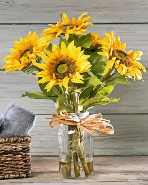 Sunflowers In Jar Paint By Number