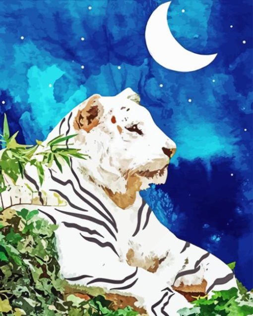 Tiger With Crescent Moon Art Paint By Number