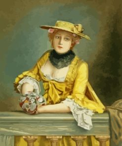 Vintage Lady In Yellow Dress Paint By Number