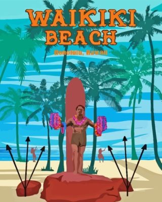 Waikiki Beach Honolulu Poster Paint By Number