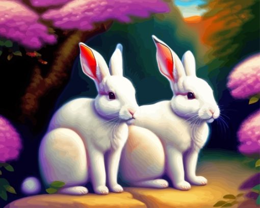 White Bunnies Paint By Number