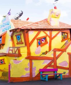 Yellow Crooked House Paint By Numbers