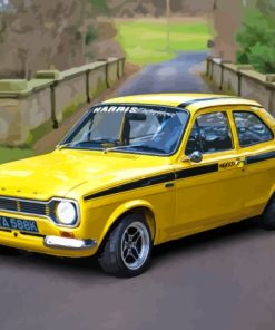 Yellow Ford Escort Mexico Paint By Number