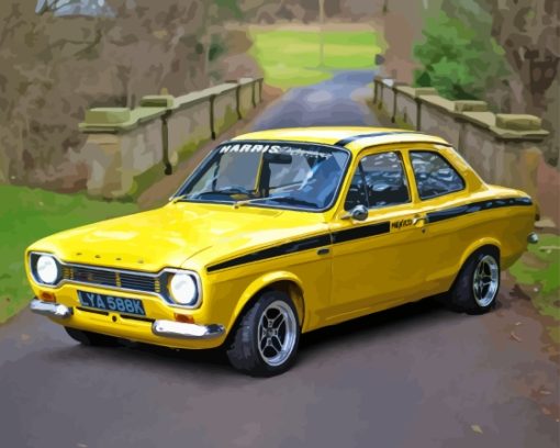 Yellow Ford Escort Mexico Paint By Number