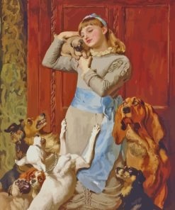 Young Lady With Dogs Paint By Number