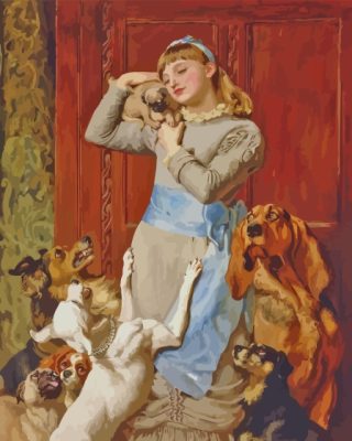 Young Lady With Dogs Paint By Number