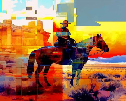 Abstract Cowboy In Desert Paint By Numbers
