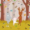 Bunny Deer Dancing In Forest Paint By Number