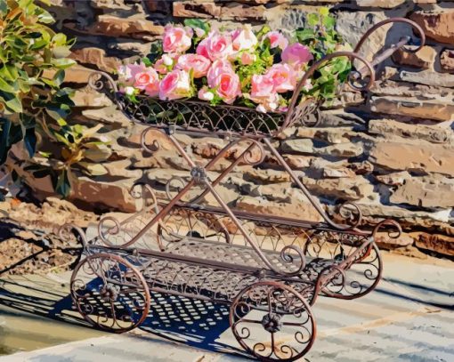 Cart With Flowers Paint By Number