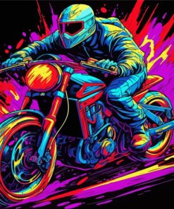 Colorful Speedway Motorcycle Paint By Numbers