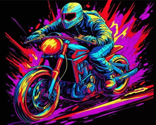 Colorful Speedway Motorcycle Paint By Numbers