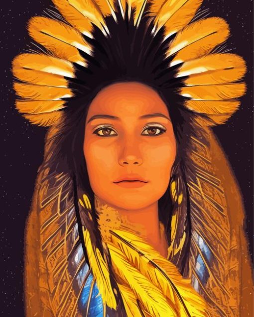 Gold Cherokee Indian Woman Paint By Numbers