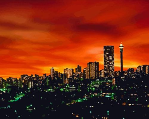 Johannesburg Skyline At Night Paint By Number