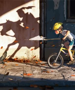 Little Boy Riding Bike Paint By Numbers