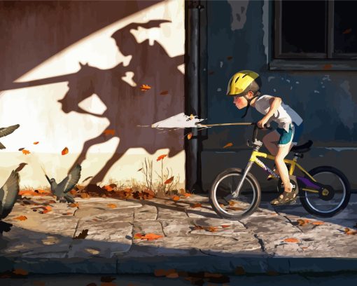 Little Boy Riding Bike Paint By Numbers