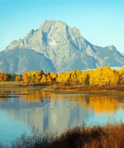 Mount Moran Lake In Autumn Paint By Number
