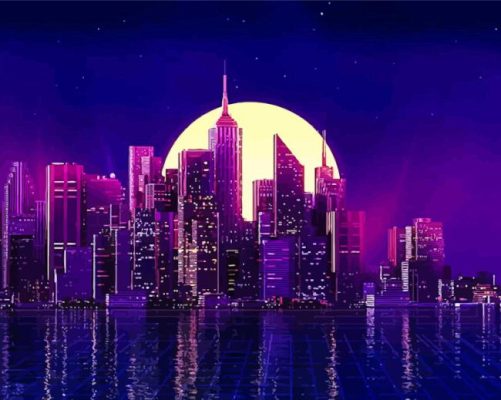 New York Purple Night Paint By Numbers