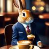 Rabbit In Suit Drinking Coffee Paint By Number