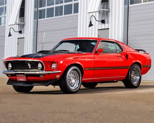 Red 1970 Ford Mustang Car Paint By Number