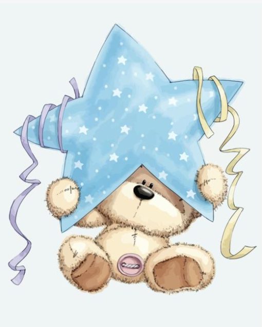 Teddy Bear Holding Star Paint By Numbers