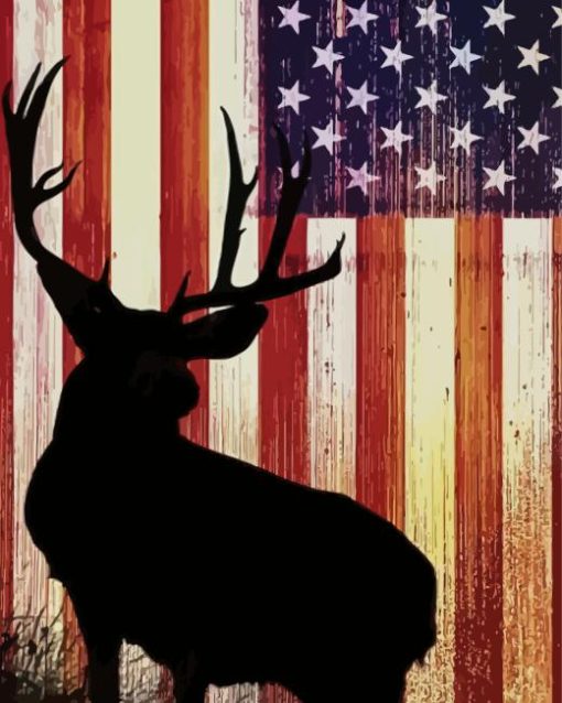 Whitetail Flag Paint By Numbers