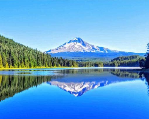 Beautiful Landscape Of Trillium Lake Paint By Numbers