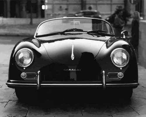 Black And White Vintage Porsche Paint By Numbers