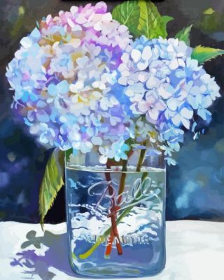 Blue Hydrangea In A Jar Paint By Numbers