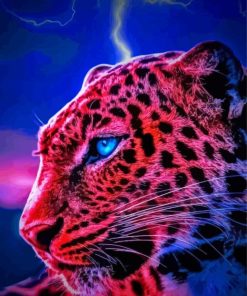 Blue Eyed Pink Jaguar Animal Paint By Number