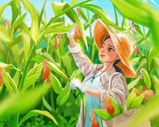 Farm Girl In A Corn Field Paint By Numbers