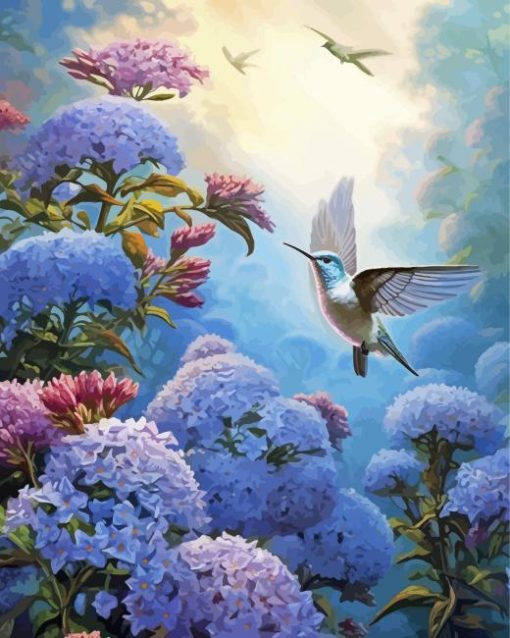 Hummingbirds And Hydrangeas Paint By Numbers