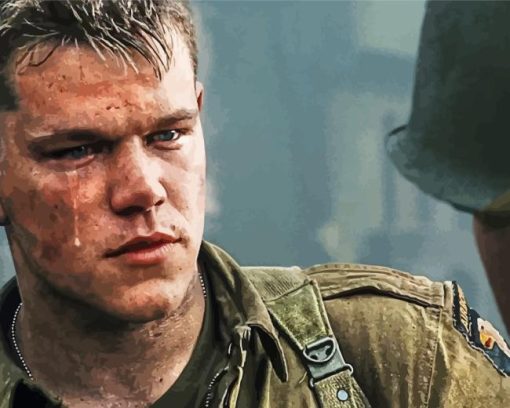 Matt Damon Crying In Saving Private Ryan Paint By Numbers