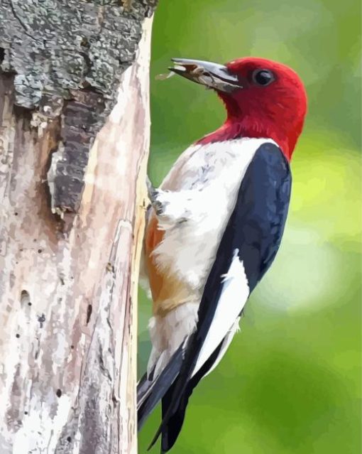 Red Headed Woodpecker Paint By Number