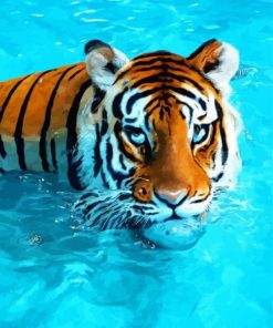 Tiger Swimming In A Pool Paint By Number