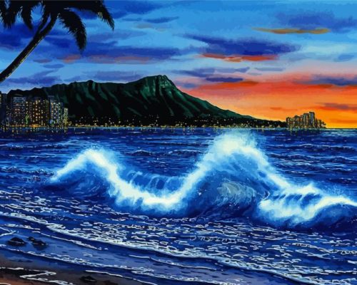 Waikiki Beach Waves Paint By Numbers