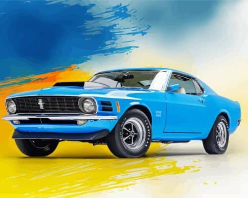 Blue 1970 Ford Mustang Car Paint By Numbers