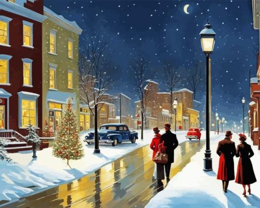 50s Vintage Christmas Evening Paint By Numbers
