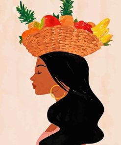 African Girl With Fruits Basket Paint By Numbers