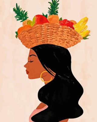 African Girl With Fruits Basket Paint By Numbers