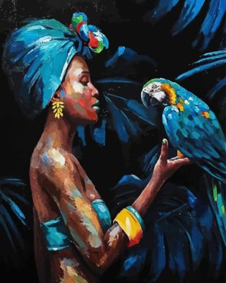 African Woman And Parrot Paint By Number