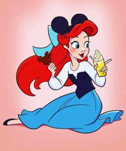 Ariel Mermaid Eating Ice Cream Paint By Number