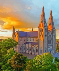 Armagh Cathedral At Sunset Paint By Numbers