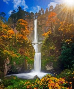Autumn In Multnomah Falls Paint By Numbers