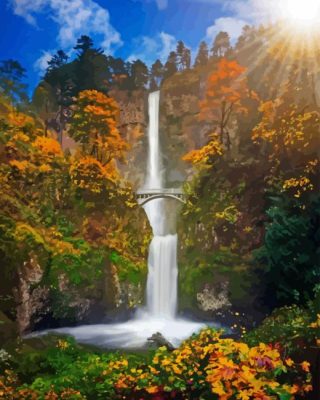 Autumn In Multnomah Falls Paint By Numbers