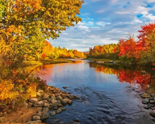 Autumn Forest River Paint By Numbers