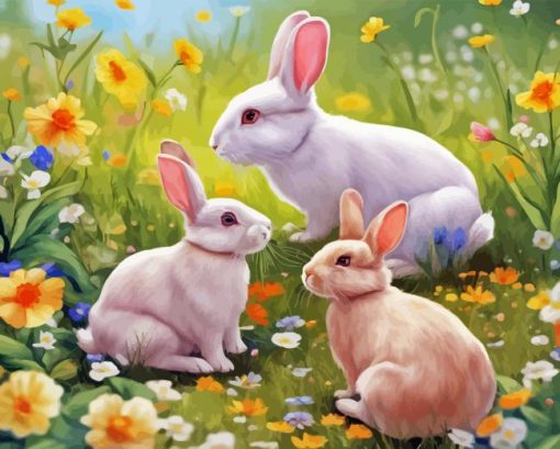 Baby Bunnies And Mother Paint By Numbers