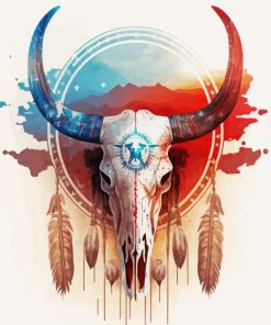 Bison Skull Dream Catcher Paint By Number