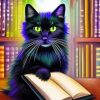 Black Cat In Library Paint By Numbers