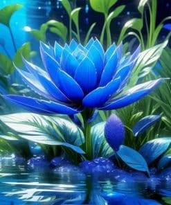 Blue Water Lily Paint By Number